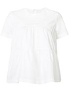 Co Tiered Short-sleeve Blouse, Women's, Size: Medium, White, Cotton