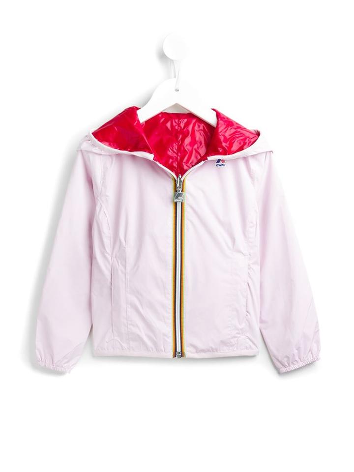 K Way Kids La Vrai Claude Reversible Rain Jacket, Girl's, Size: 12 Yrs, Pink/purple