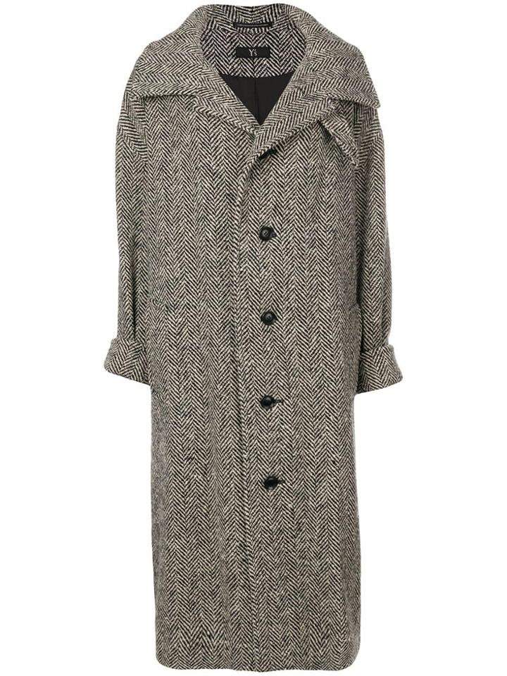 Y's Oversized Single Breasted Coat - Nude & Neutrals