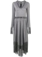 Marco De Vincenzo - Fringe Maxi Dress - Women - Cotton/acetate - 42, Grey, Cotton/acetate