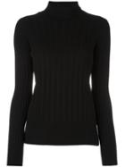 Maison Margiela Ribbed Turtleneck Top, Women's, Size: Small, Black, Nylon/viscose/cashmere/wool