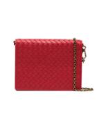Bottega Veneta Red Intrecciato Leather Wallet On A Chain