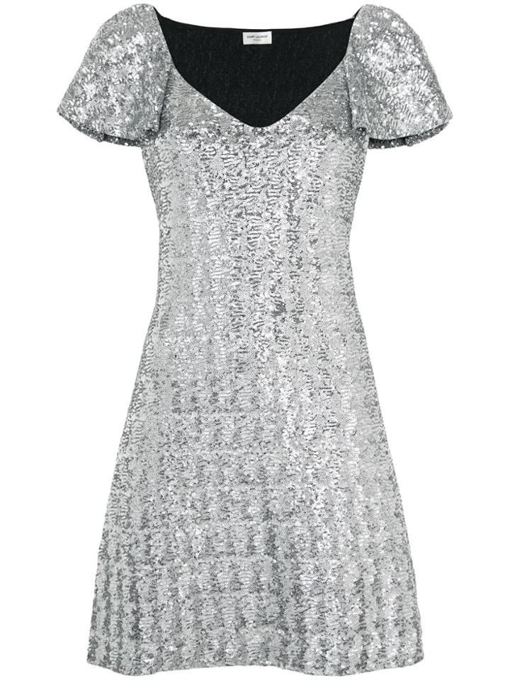 Saint Laurent Short Shift Dress - Metallic