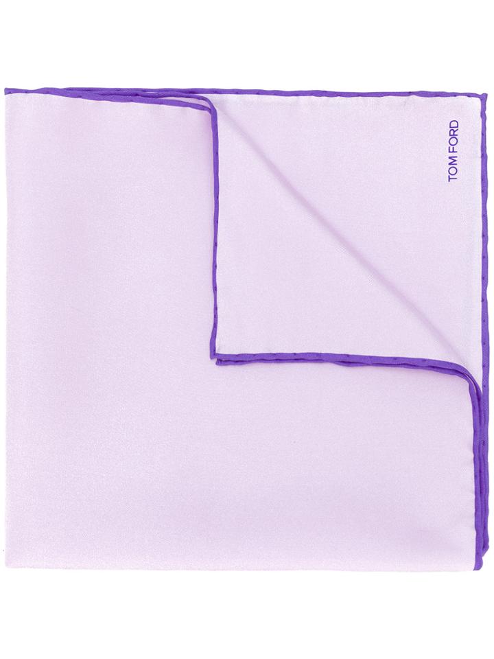 Tom Ford Contrast Hem Pocket Square - Pink & Purple
