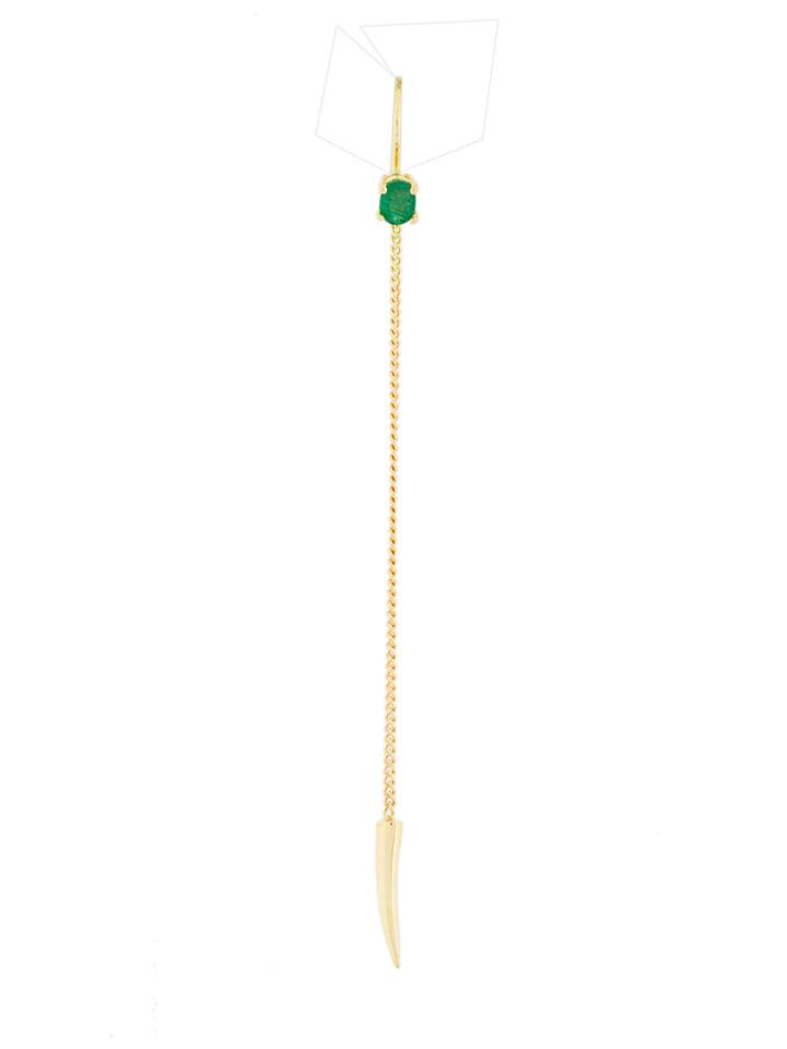 Wouters & Hendrix Gold 18kt Gold And Emerald Long Earring - Metallic
