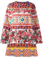 Dolce & Gabbana Mambo Print Flared Dress, Women's, Size: 46, Pink, Cotton
