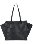 Christian Siriano Floral Appliquée Shoulder Bag - Black