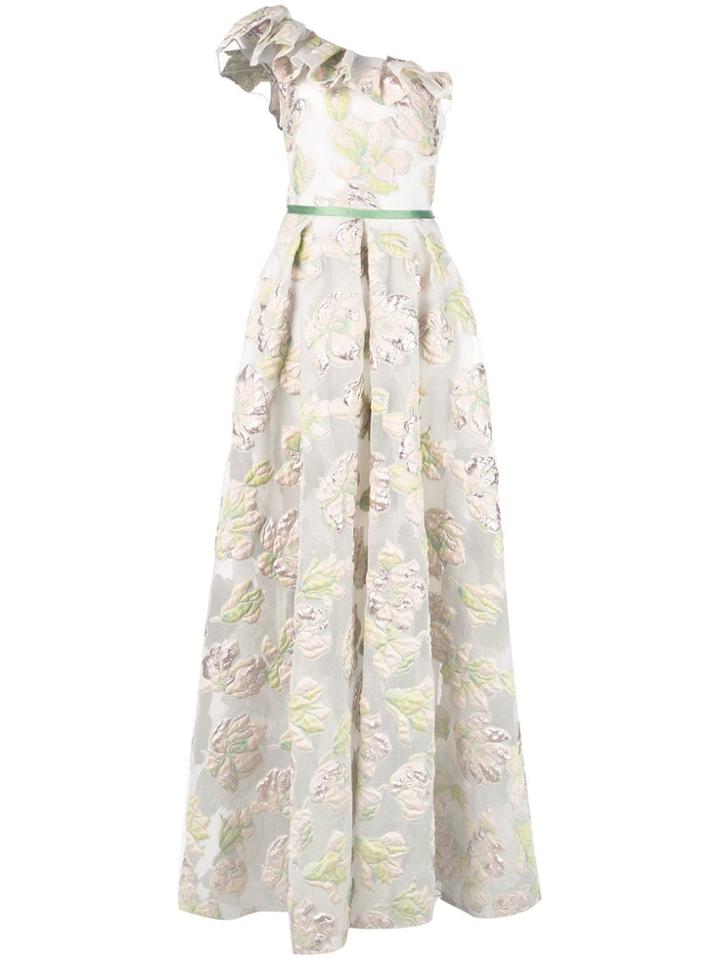 Marchesa Notte Floral One-shoulder Dress - Neutrals