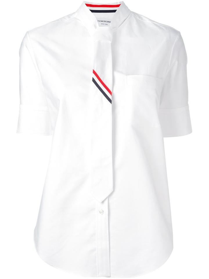 Thom Browne Stripe Tie Detail Shirt, Women's, Size: 44, White, Cotton