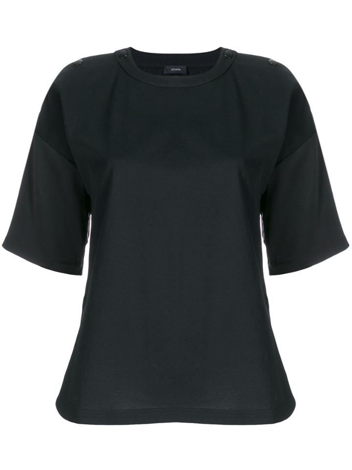 Joseph Shoulder Buttoned Satin Sleeve T-shirt - Black