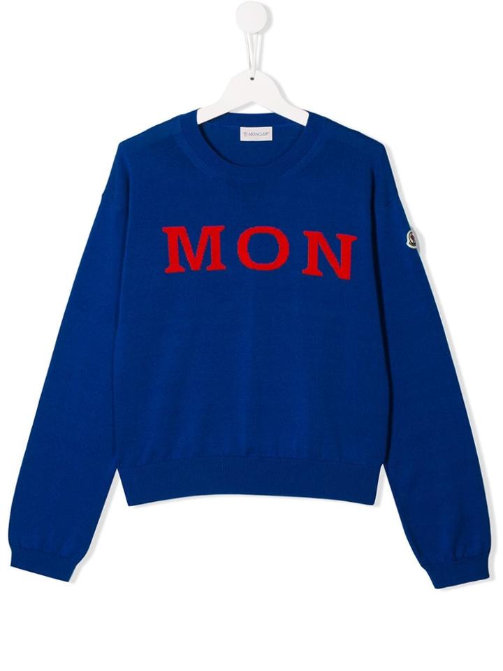 Moncler Kids Logo Printed Sweater - Blue
