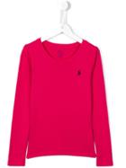 Ralph Lauren Kids Longsleeved T-shirt, Girl's, Size: 7 Yrs, Pink/purple