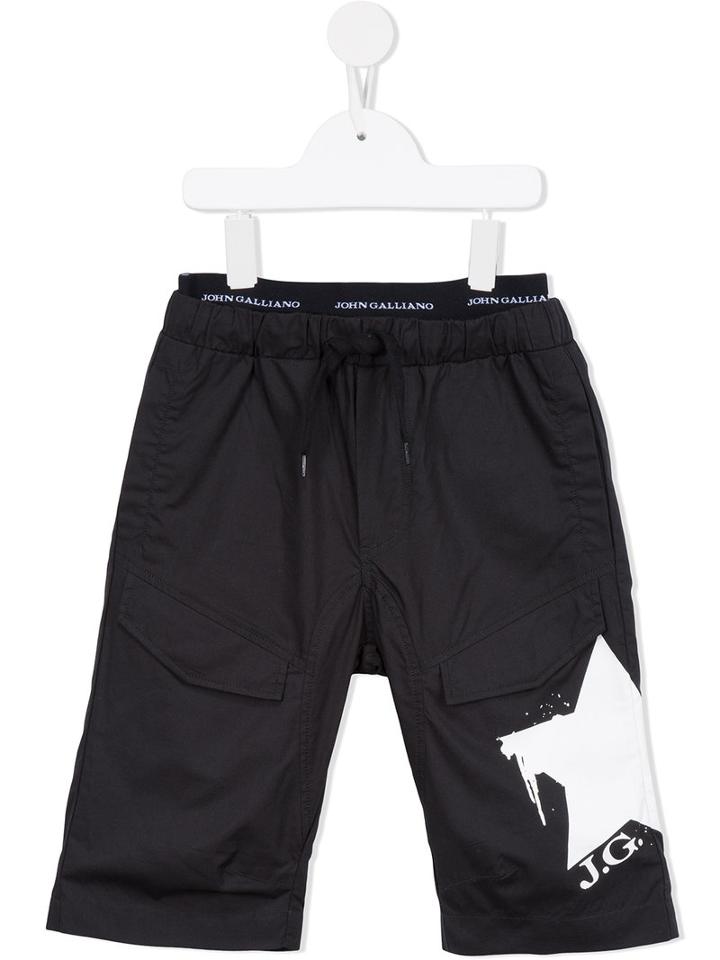 John Galliano Kids Star Print Pocket Shorts, Boy's, Size: 10 Yrs, Black