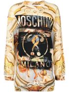 Moschino - Fresco Print Sweat Dress - Women - Cotton - 38, Yellow/orange, Cotton