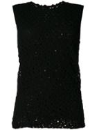Jil Sander Ruched Sleeveless Knit Top - Black