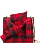 No21 Tartan Abstract Bow Shoulder Bag - Red