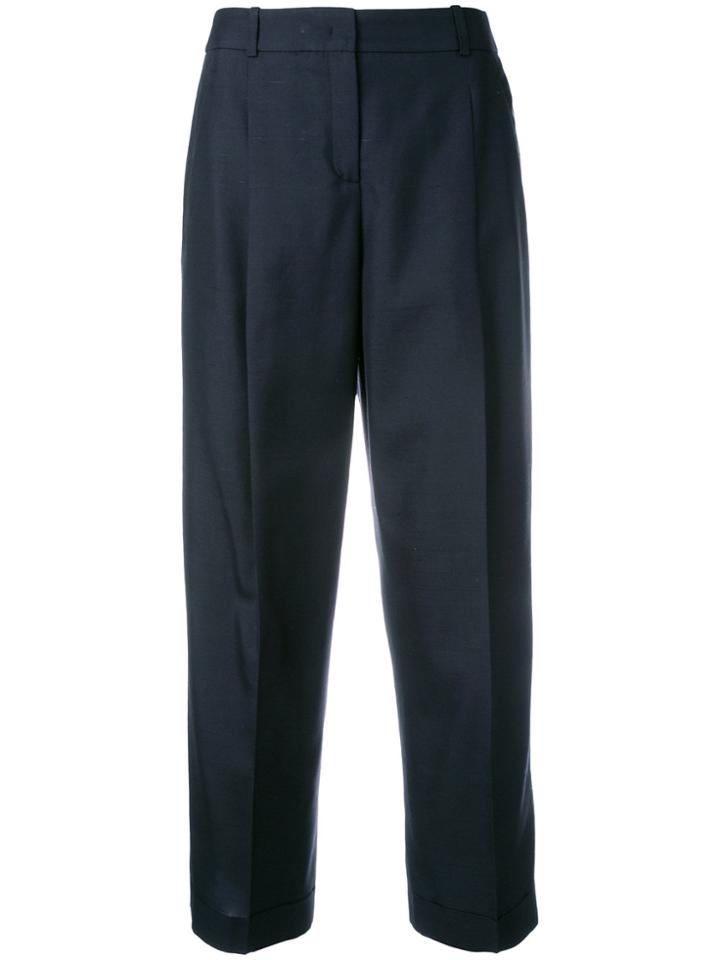 Jil Sander Navy Tailored Cropped Trousers - Blue