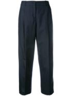 Jil Sander Navy Tailored Cropped Trousers - Blue