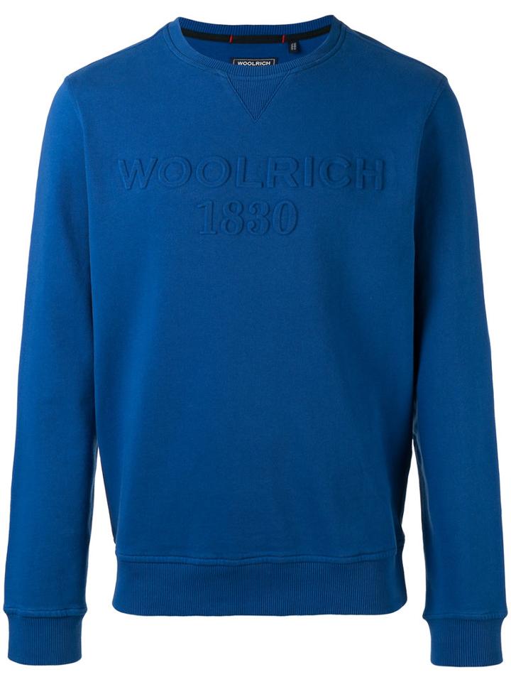 Woolrich Logo Embroidered Sweatshirt, Men's, Size: Medium, Blue, Cotton