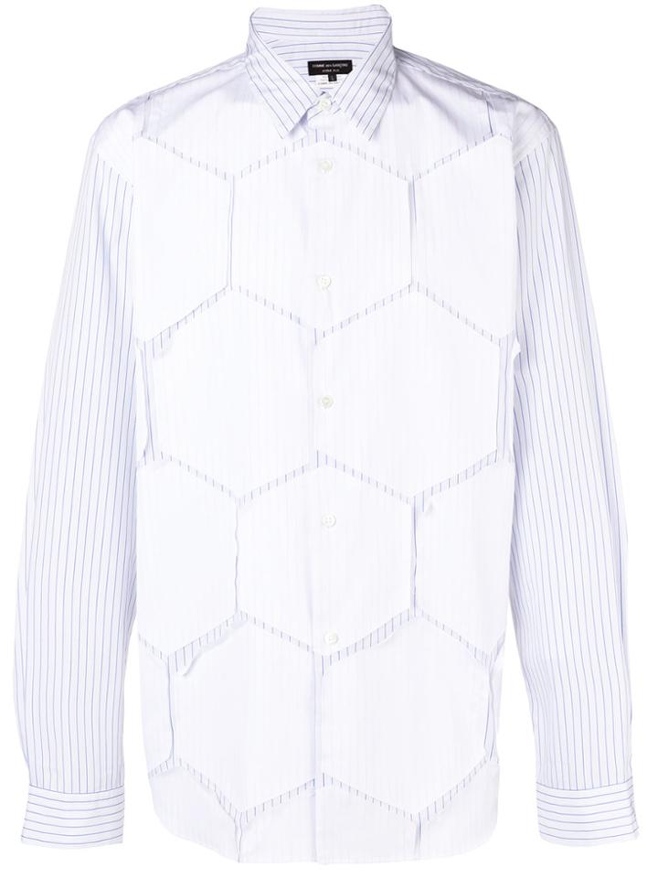 Comme Des Garçons Homme Plus Hexagonal Patch Striped Shirt - White