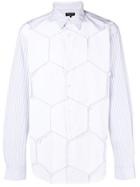 Comme Des Garçons Homme Plus Hexagonal Patch Striped Shirt - White