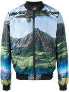 Love Moschino - Landscape Print Bomber Jacket - Men - Polyester - 50, Blue, Polyester