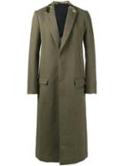 Haider Ackermann Velvet Detail Long Coat, Men's, Size: 48, Green, Cotton/nylon/acetate/wool