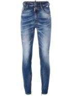 Dsquared2 'twiggy' High Waist Jeans, Women's, Size: 40, Blue, Cotton/spandex/elastane/polyester/calf Leather