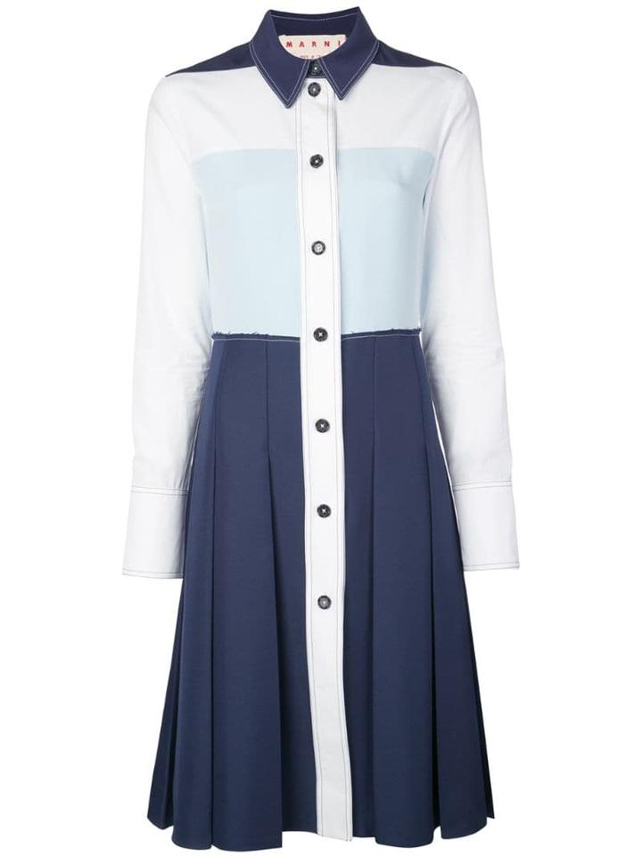 Marni Pleated Shirt Dress - White