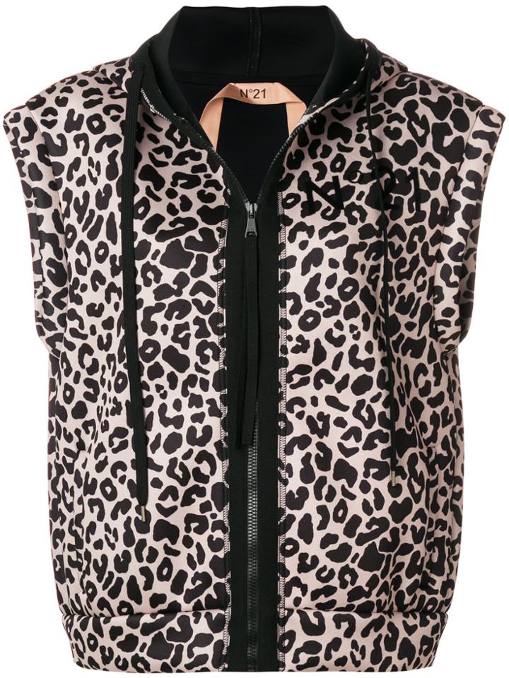 No21 Leopard Print Gilet - Black