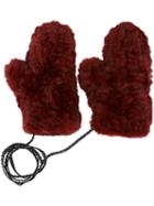 Yves Salomon 'moffola' Gloves, Women's, Red, Rabbit Fur