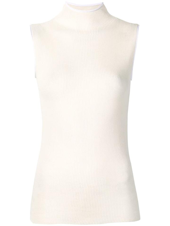 Helmut Lang Sheer Rib T Neck Tank Top - Neutrals