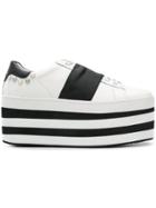 Moa Master Of Arts Flatform Striped Lace-up Sneakers - White