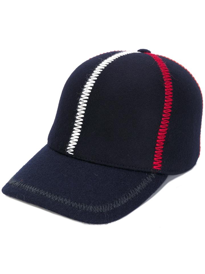 Comme Des Garçons Shirt Stripe Embroidered Cap - Blue