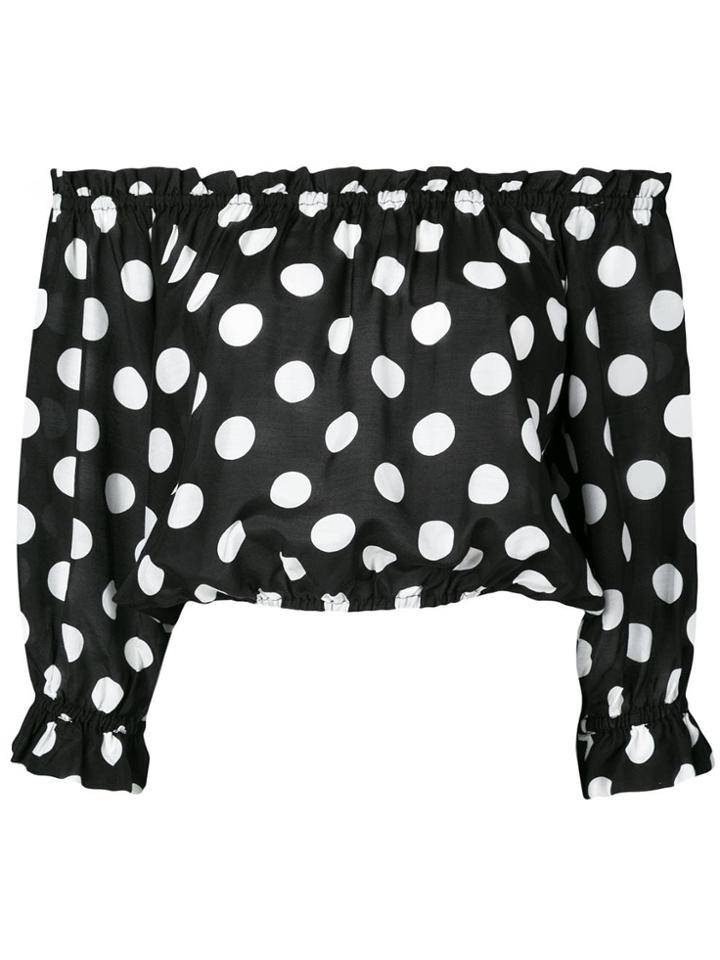Rixo London Polka Dot Off-the-shoulder Blouse - Black