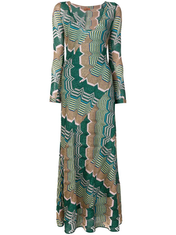 Missoni Glitter Print Long Dress - Green