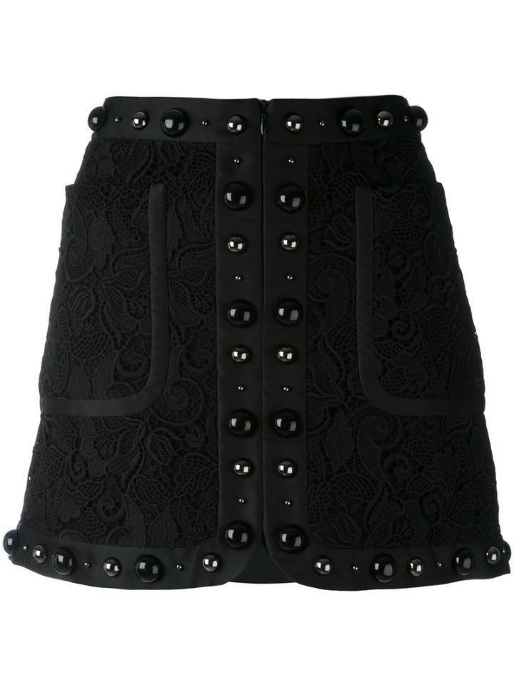 No21 - Textured Stud Mini Skirt - Women - Silk/polyamide/polyester - 40, Black, Silk/polyamide/polyester