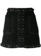 No21 - Textured Stud Mini Skirt - Women - Silk/polyamide/polyester - 40, Black, Silk/polyamide/polyester