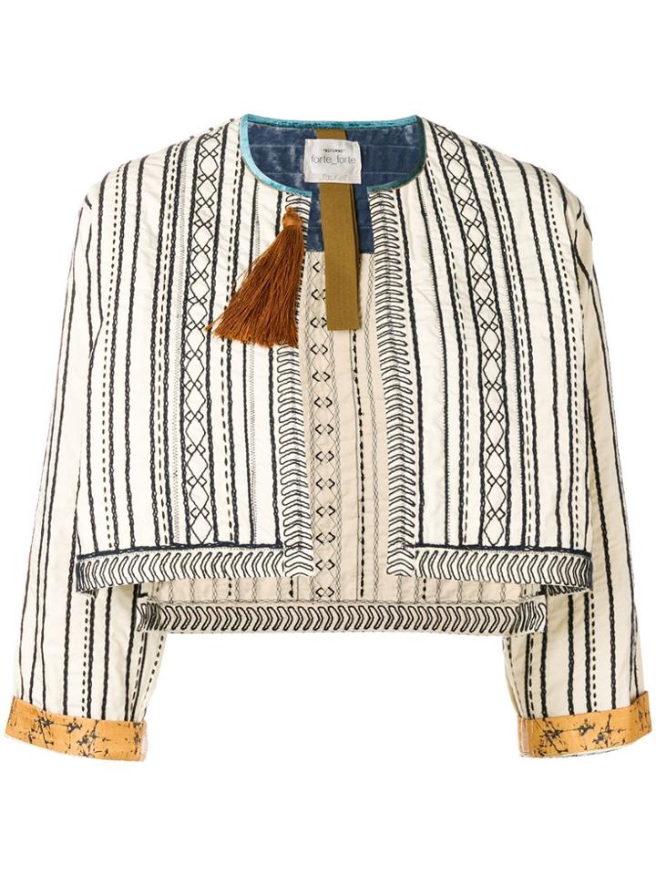 Forte Forte Embroidered Cropped Jacket - Nude & Neutrals
