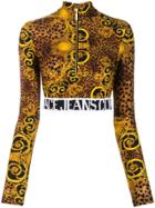 Versace Jeans Couture Baroque Leopard Print Cropped Top - Neutrals