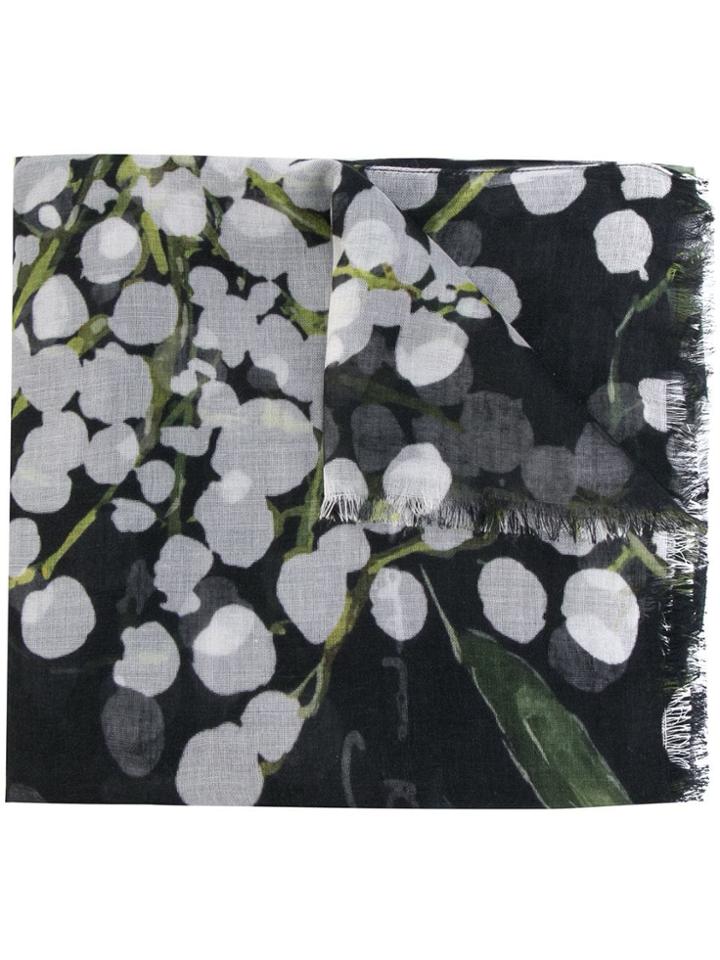 Oscar De La Renta Cashmere Botanical Scarf - Black
