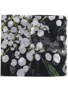 Oscar De La Renta Cashmere Botanical Scarf - Black