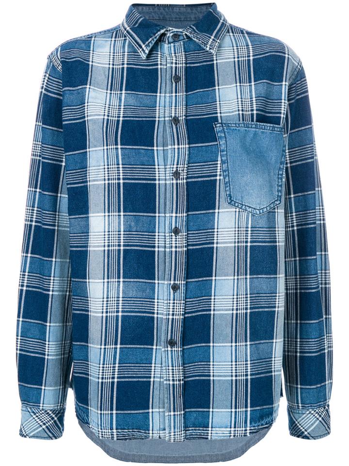 Current/elliott Plaid And Denim Shirt - Blue