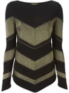 Roberto Cavalli Chevron Sweater, Women's, Size: 46, Black, Viscose/polyester
