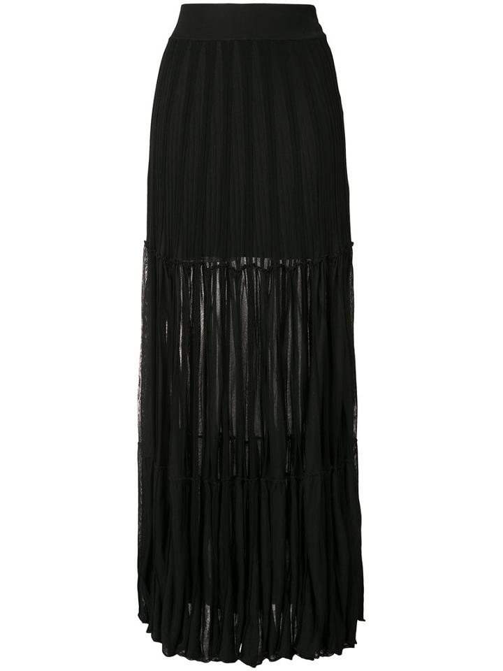 Chloé - Semi Sheer Pleated Maxi Skirt - Women - Cotton/spandex/elastane/viscose - Xs, Black, Cotton/spandex/elastane/viscose