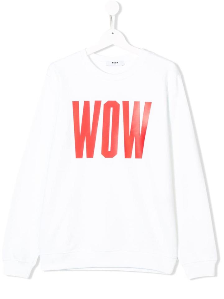 Msgm Kids Teen Wow Print Sweatshirt - White