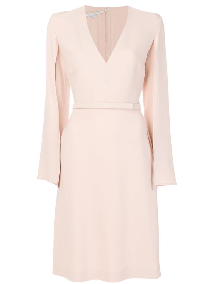 Stella Mccartney Belted V-neck Dress - Nude & Neutrals