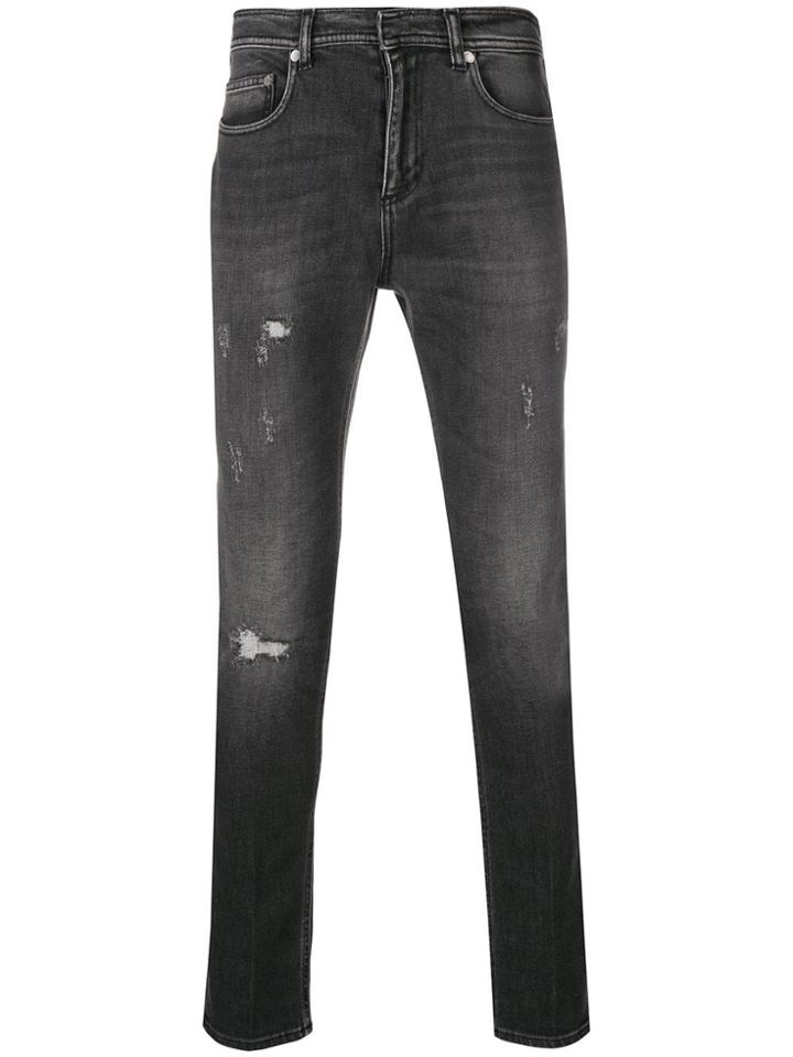 Neil Barrett Distressed Skinny Jeans - Black