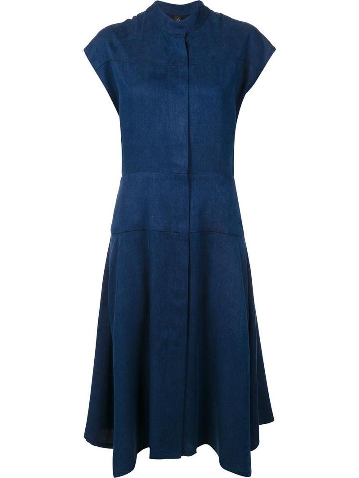 Zero + Maria Cornejo Panelled Flared Dress, Women's, Size: 4, Blue, Tencel
