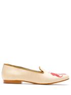 Blue Bird Shoes Loafer Palha Nude Bordado Lirio - Neutrals